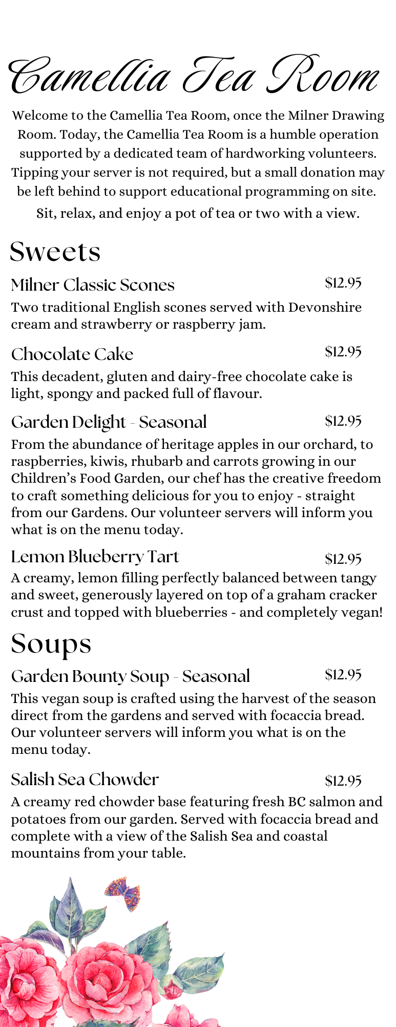 Tea Room menu