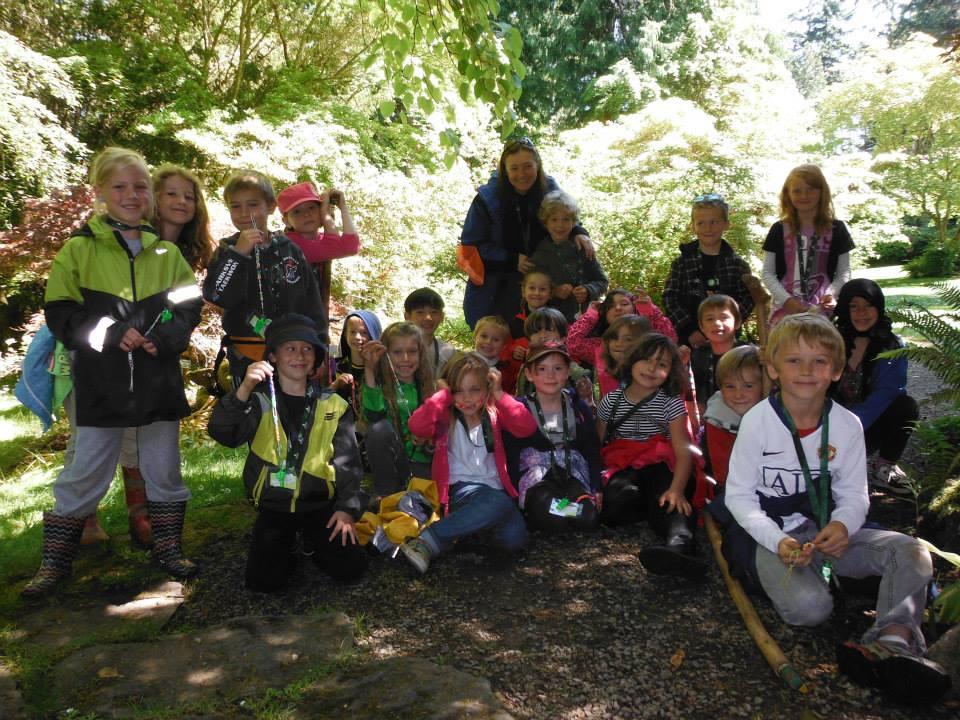 An elementary school class at Milner Gardens &amp;amp; Woodland