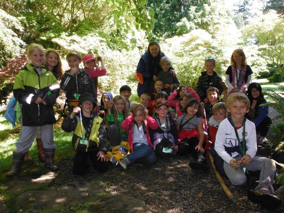 An elementary school class at Milner Gardens & Woodland