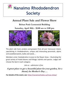 NRS Annual Plant Sale and Flower Show Apr 30 2022
